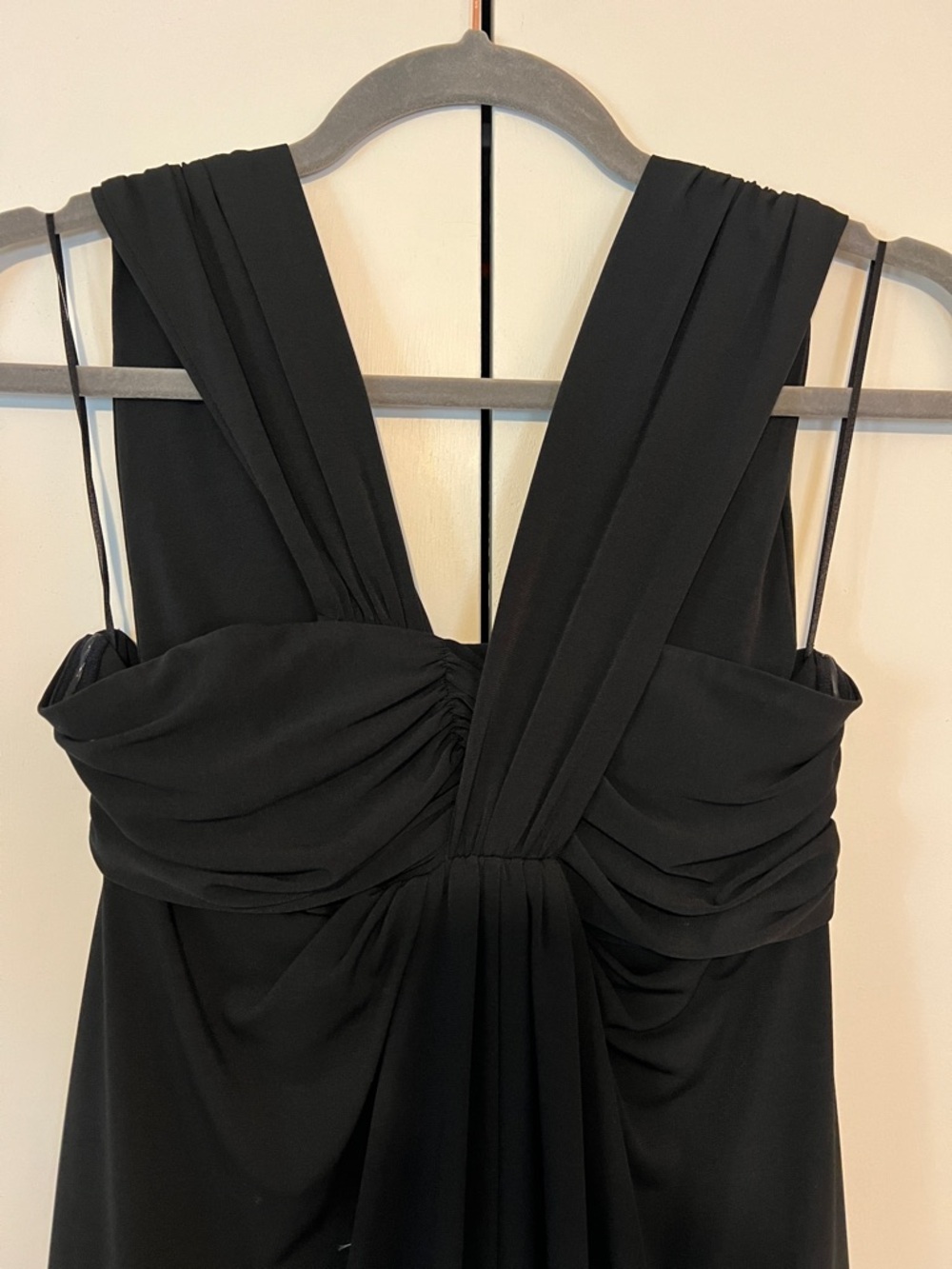 Express Black Ruched V-Neck Midi Dress